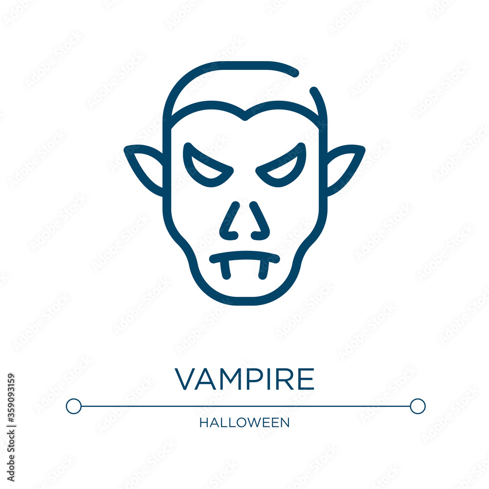 Vampire icon. Linear vector illustration from halloween collection. Outline vampire icon vector. Thin line symbol for use on web and mobile apps, logo, print media. Vampire icon. Linear vector illustration from halloween collection. Outline vampire icon vector. Thin line symbol for use on web and mobile apps, logo, print media.