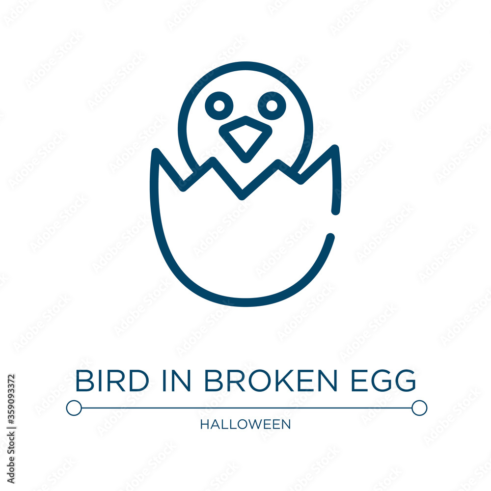 Bird in broken egg icon. Linear vector illustration from birds pack collection. Outline bird in broken egg icon vector. Thin line symbol for use on web and mobile apps, logo, print media. Bird in broken egg icon. Linear vector illustration from birds pack collection. Outline bird in broken egg icon vector. Thin line symbol for use on web and mobile apps, logo, print media.