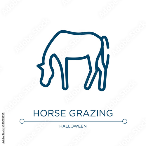 Horse grazing icon. Linear vector illustration from horses collection. Outline horse grazing icon vector. Thin line symbol for use on web and mobile apps  logo  print media.