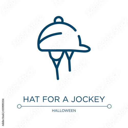 Hat for a jockey icon. Linear vector illustration from horses collection. Outline hat for a jockey icon vector. Thin line symbol for use on web and mobile apps, logo, print media.