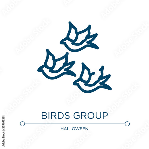 Birds group icon. Linear vector illustration from birds pack collection. Outline birds group icon vector. Thin line symbol for use on web and mobile apps, logo, print media.