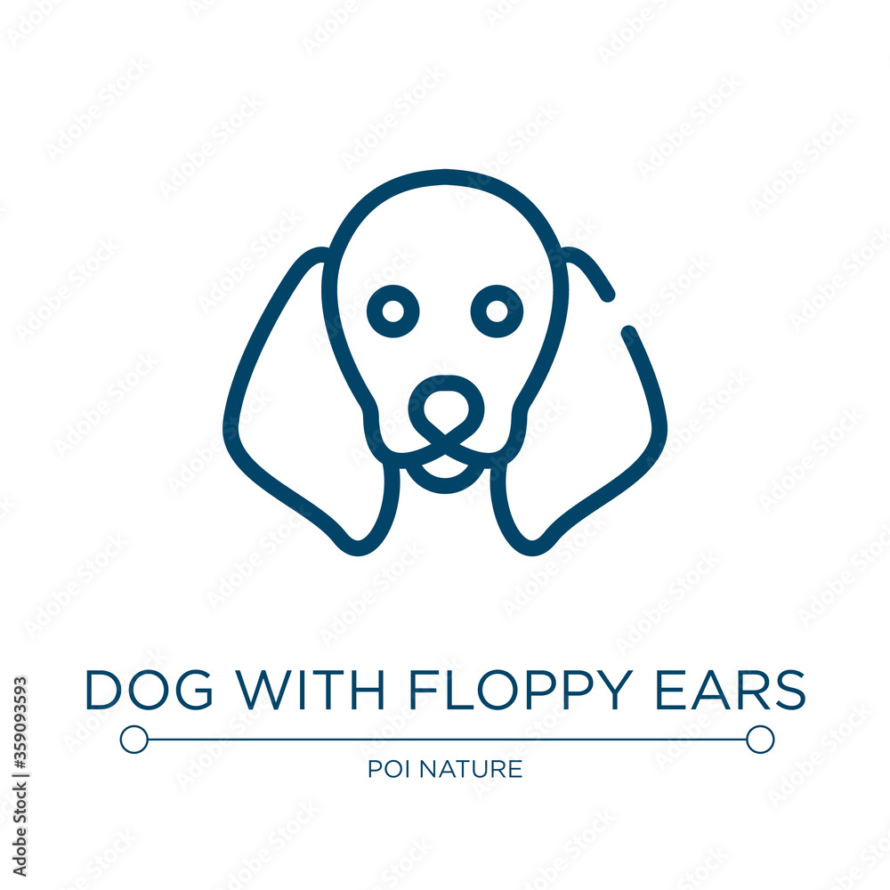 Dog with floppy ears icon. Linear vector illustration from woof woof collection. Outline dog with floppy ears icon vector. Thin line symbol for use on web and mobile apps, logo, print media.