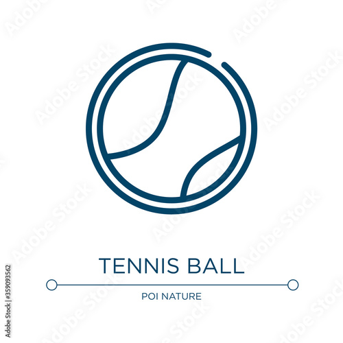 Tennis ball icon. Linear vector illustration from woof woof collection. Outline tennis ball icon vector. Thin line symbol for use on web and mobile apps, logo, print media.