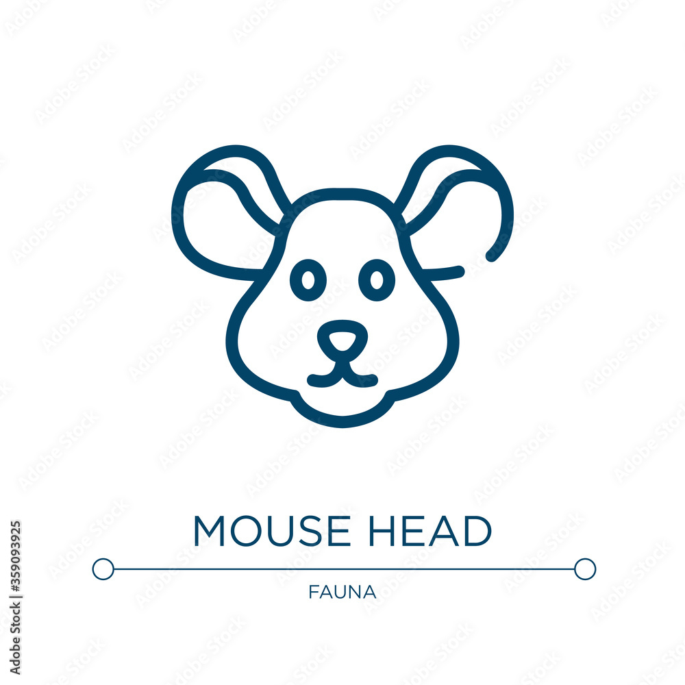 Mouse head icon. Linear vector illustration from fauna collection. Outline mouse head icon vector. Thin line symbol for use on web and mobile apps, logo, print media.
