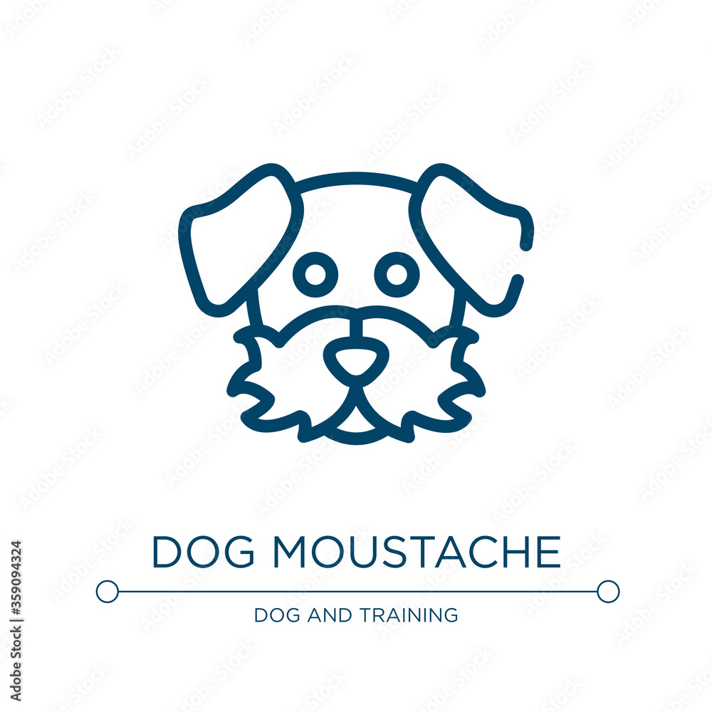 Dog moustache icon. Linear vector illustration from dog and training collection. Outline dog moustache icon vector. Thin line symbol for use on web and mobile apps, logo, print media. Dog moustache icon. Linear vector illustration from dog and training collection. Outline dog moustache icon vector. Thin line symbol for use on web and mobile apps, logo, print media.
