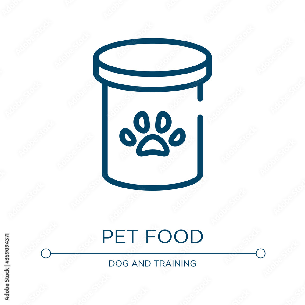 Pet food icon. Linear vector illustration from pet lovers collection. Outline pet food icon vector. Thin line symbol for use on web and mobile apps, logo, print media. Pet food icon. Linear vector illustration from pet lovers collection. Outline pet food icon vector. Thin line symbol for use on web and mobile apps, logo, print media.
