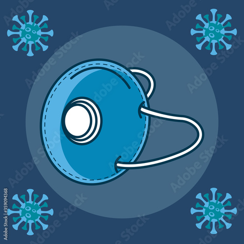 medical mask respiratory accessory with covid19 particles