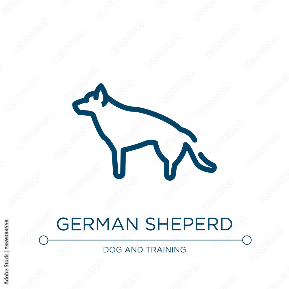 German sheperd icon. Linear vector illustration from dog breeds fullbody collection. Outline german sheperd icon vector. Thin line symbol for use on web and mobile apps, logo, print media.
