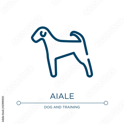 Airedale icon. Linear vector illustration from dog breeds fullbody collection. Outline airedale icon vector. Thin line symbol for use on web and mobile apps, logo, print media.