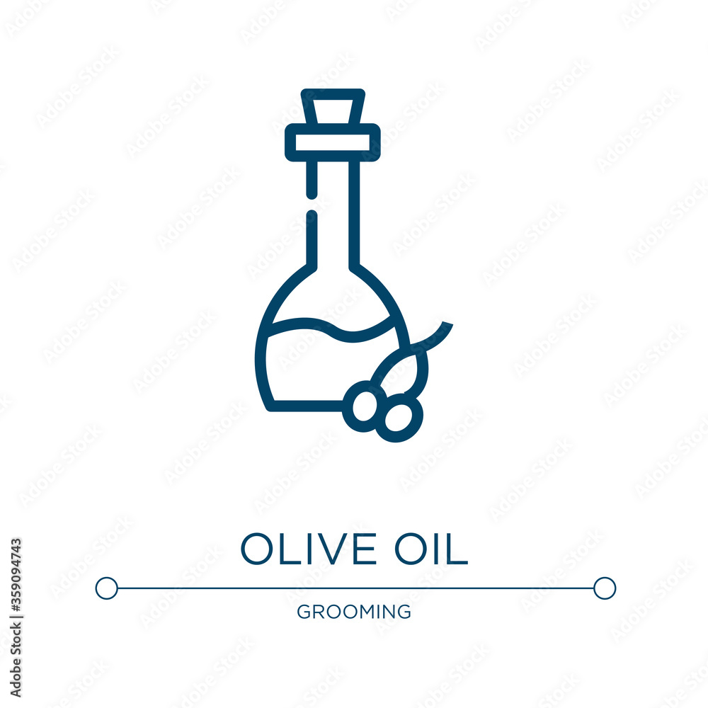 Olive oil icon. Linear vector illustration from spa elements collection. Outline olive oil icon vector. Thin line symbol for use on web and mobile apps, logo, print media.