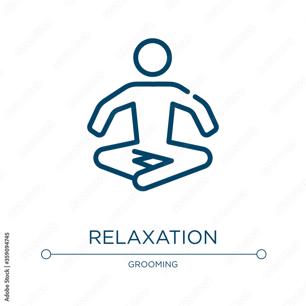 Relaxation icon. Linear vector illustration from spa elements collection. Outline relaxation icon vector. Thin line symbol for use on web and mobile apps, logo, print media. Relaxation icon. Linear vector illustration from spa elements collection. Outline relaxation icon vector. Thin line symbol for use on web and mobile apps, logo, print media.