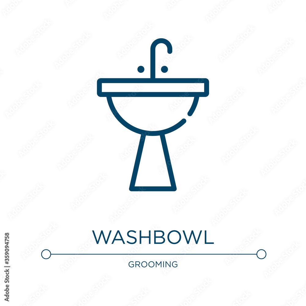 Washbowl icon. Linear vector illustration from spa elements collection. Outline washbowl icon vector. Thin line symbol for use on web and mobile apps, logo, print media.