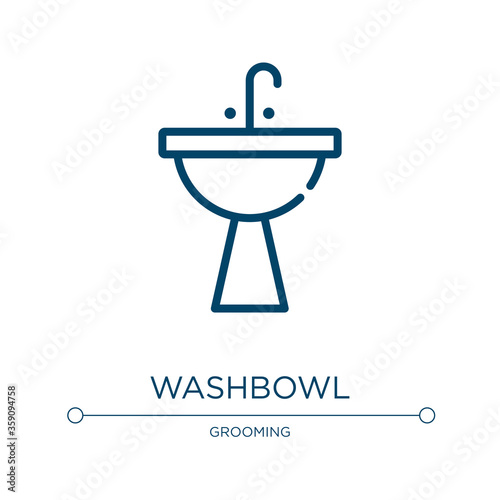 Washbowl icon. Linear vector illustration from spa elements collection. Outline washbowl icon vector. Thin line symbol for use on web and mobile apps, logo, print media.