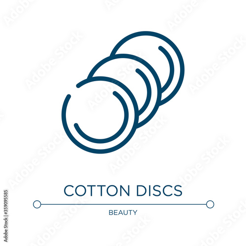 Cotton discs icon. Linear vector illustration from make up collection. Outline cotton discs icon vector. Thin line symbol for use on web and mobile apps, logo, print media.