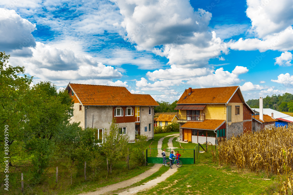 Fototapeta premium It's Farm houses a Serbian village