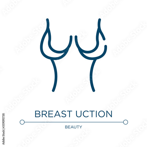 Breast reduction icon. Linear vector illustration from plastic surgery collection. Outline breast reduction icon vector. Thin line symbol for use on web and mobile apps, logo, print media.