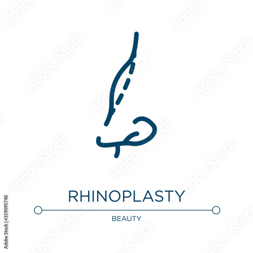 Rhinoplasty icon. Linear vector illustration from plastic surgery collection. Outline rhinoplasty icon vector. Thin line symbol for use on web and mobile apps, logo, print media.