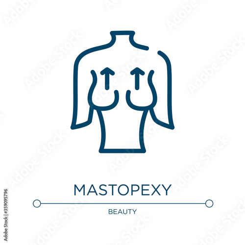 Mastopexy icon. Linear vector illustration from plastic surgery collection. Outline mastopexy icon vector. Thin line symbol for use on web and mobile apps, logo, print media.