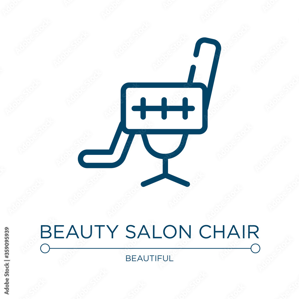 Beauty salon chair icon. Linear vector illustration from beauty salon collection. Outline beauty salon chair icon vector. Thin line symbol for use on web and mobile apps, logo, print media. Beauty salon chair icon. Linear vector illustration from beauty salon collection. Outline beauty salon chair icon vector. Thin line symbol for use on web and mobile apps, logo, print media.