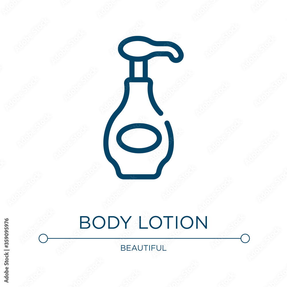 Body lotion icon. Linear vector illustration from pretty collection. Outline body lotion icon vector. Thin line symbol for use on web and mobile apps, logo, print media. Body lotion icon. Linear vector illustration from pretty collection. Outline body lotion icon vector. Thin line symbol for use on web and mobile apps, logo, print media.