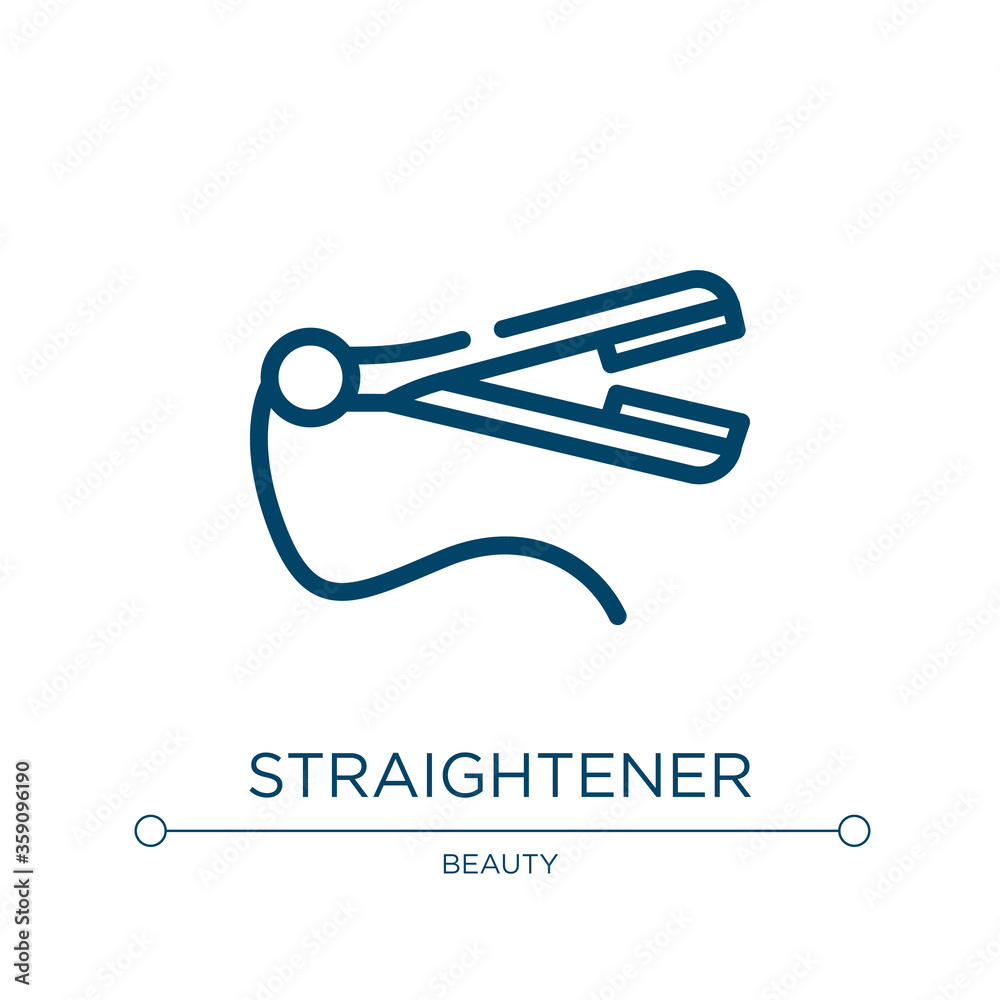 Straightener icon. Linear vector illustration from beauty collection. Outline straightener icon vector. Thin line symbol for use on web and mobile apps, logo, print media.