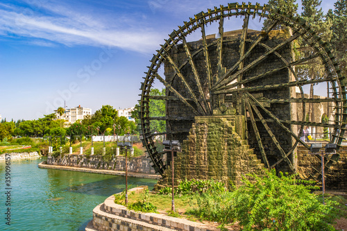 It's Noria of Hama, water wheel along the Orontes River in the c photo