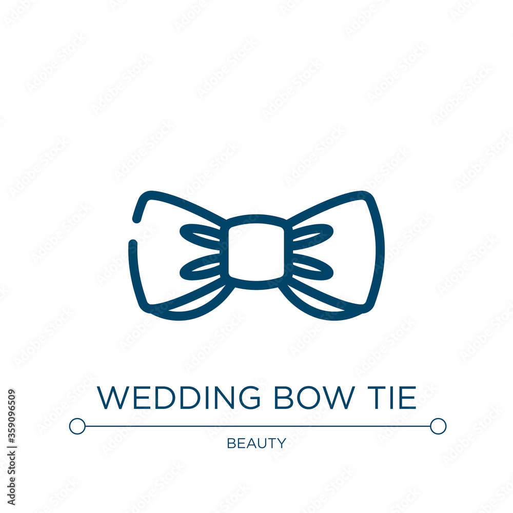 Wedding bow tie icon. Linear vector illustration from beautiful collection. Outline wedding bow tie icon vector. Thin line symbol for use on web and mobile apps, logo, print media. Wedding bow tie icon. Linear vector illustration from beautiful collection. Outline wedding bow tie icon vector. Thin line symbol for use on web and mobile apps, logo, print media.