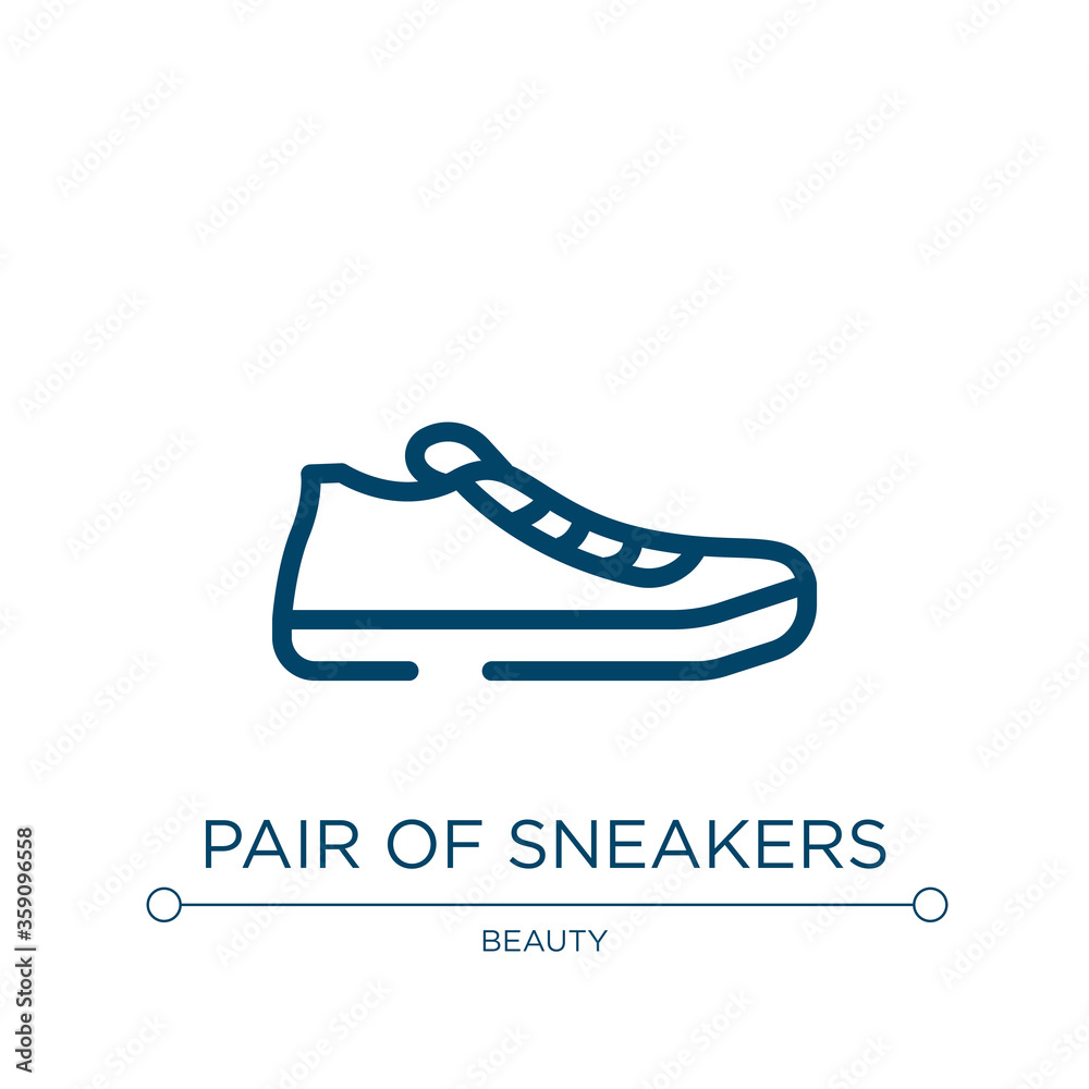 Pair of sneakers icon. Linear vector illustration from beautiful collection. Outline pair of sneakers icon vector. Thin line symbol for use on web and mobile apps, logo, print media. Pair of sneakers icon. Linear vector illustration from beautiful collection. Outline pair of sneakers icon vector. Thin line symbol for use on web and mobile apps, logo, print media.