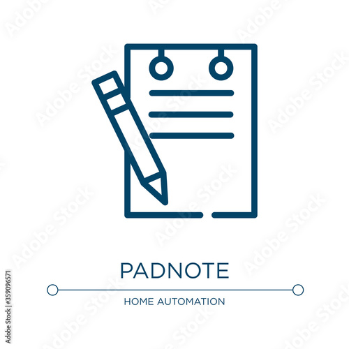 Padnote icon. Linear vector illustration from restaurant elements collection. Outline padnote icon vector. Thin line symbol for use on web and mobile apps, logo, print media. photo