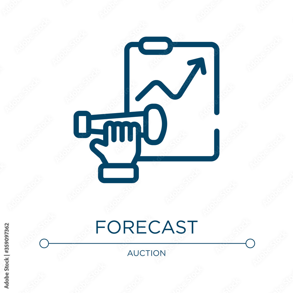 Forecast icon. Linear vector illustration from global business collection. Outline forecast icon vector. Thin line symbol for use on web and mobile apps, logo, print media. Forecast icon. Linear vector illustration from global business collection. Outline forecast icon vector. Thin line symbol for use on web and mobile apps, logo, print media.