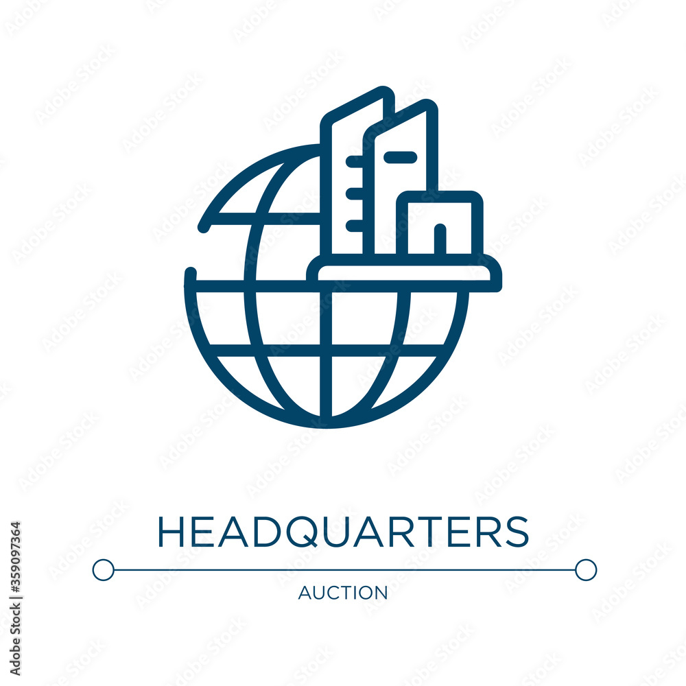 Headquarters icon. Linear vector illustration from global business