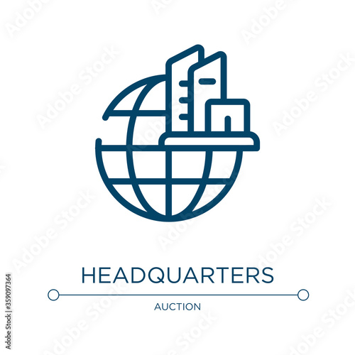 Headquarters icon. Linear vector illustration from global business collection. Outline headquarters icon vector. Thin line symbol for use on web and mobile apps, logo, print media.