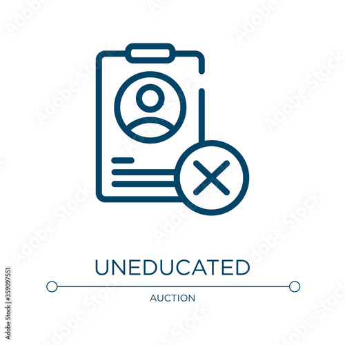 Uneducated icon. Linear vector illustration from jobless collection. Outline uneducated icon vector. Thin line symbol for use on web and mobile apps, logo, print media.