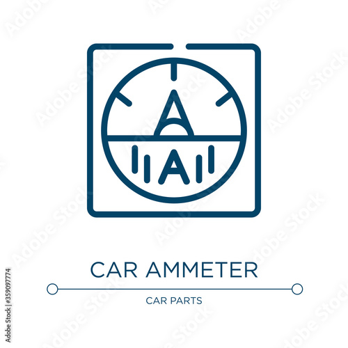 Car ammeter icon. Linear vector illustration from car parts collection. Outline car ammeter icon vector. Thin line symbol for use on web and mobile apps, logo, print media.