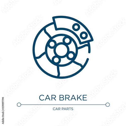 Car brake icon. Linear vector illustration from car parts collection. Outline car brake icon vector. Thin line symbol for use on web and mobile apps, logo, print media.