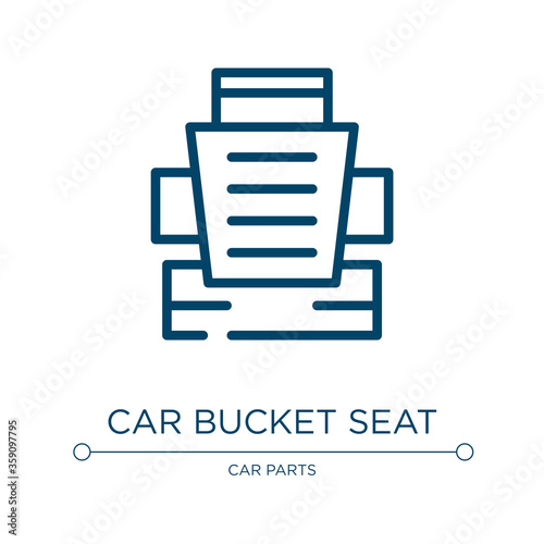 Car bucket seat icon. Linear vector illustration from car parts collection. Outline car bucket seat icon vector. Thin line symbol for use on web and mobile apps, logo, print media.