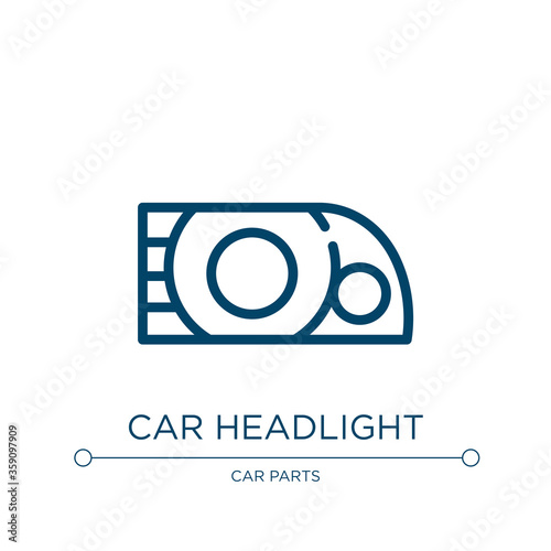 Car headlight icon. Linear vector illustration from car parts collection. Outline car headlight icon vector. Thin line symbol for use on web and mobile apps, logo, print media.