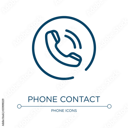 Phone contact icon. Linear vector illustration from phone icons collection. Outline phone contact icon vector. Thin line symbol for use on web and mobile apps, logo, print media.