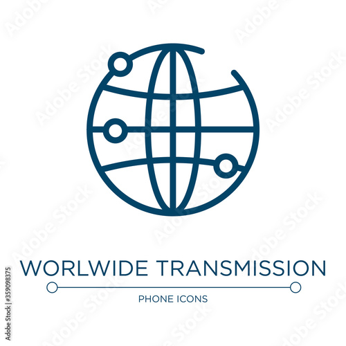 Worlwide transmission icon. Linear vector illustration from phone icons collection. Outline worlwide transmission icon vector. Thin line symbol for use on web and mobile apps, logo, print media. photo