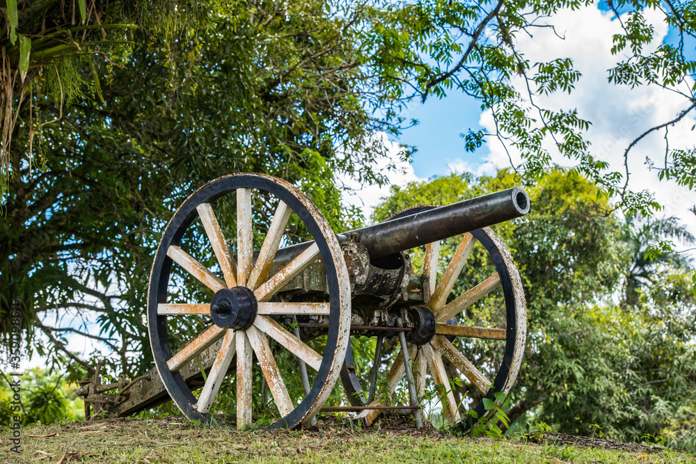 Cannons monuments in Suriname, South America