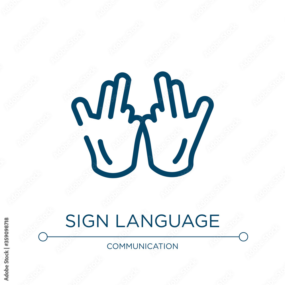 Sign language icon. Linear vector illustration from communition collection. Outline sign language icon vector. Thin line symbol for use on web and mobile apps, logo, print media. Sign language icon. Linear vector illustration from communition collection. Outline sign language icon vector. Thin line symbol for use on web and mobile apps, logo, print media.