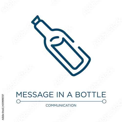 Message in a bottle icon. Linear vector illustration from communition collection. Outline message in a bottle icon vector. Thin line symbol for use on web and mobile apps, logo, print media.