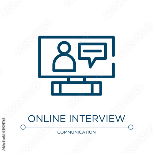 Online interview icon. Linear vector illustration from interview collection. Outline online interview icon vector. Thin line symbol for use on web and mobile apps, logo, print media.
