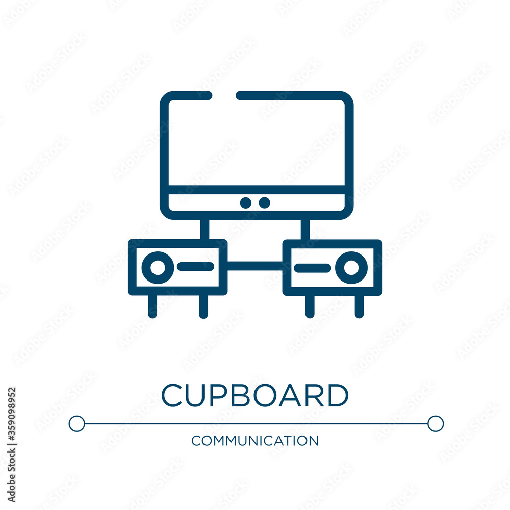 Cupboard icon. Linear vector illustration from television collection. Outline cupboard icon vector. Thin line symbol for use on web and mobile apps, logo, print media. Cupboard icon. Linear vector illustration from television collection. Outline cupboard icon vector. Thin line symbol for use on web and mobile apps, logo, print media.