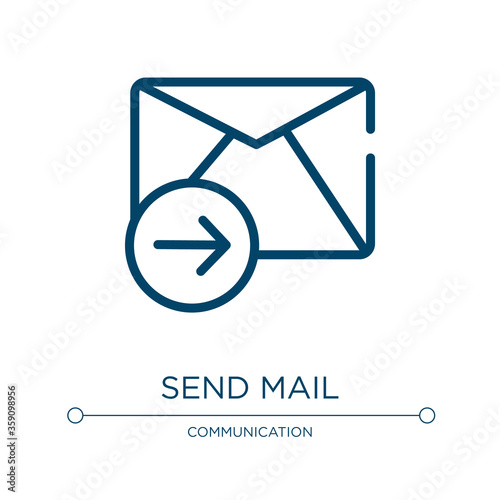 Send mail icon. Linear vector illustration from post office collection. Outline send mail icon vector. Thin line symbol for use on web and mobile apps, logo, print media.