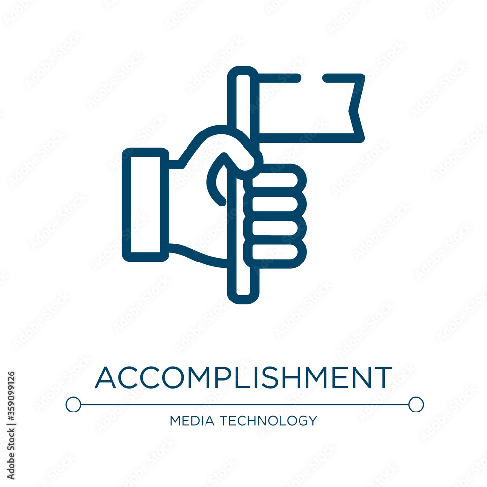 Accomplishment icon. Linear vector illustration from marketing & growth collection. Outline accomplishment icon vector. Thin line symbol for use on web and mobile apps, logo, print media. Accomplishment icon. Linear vector illustration from marketing & growth collection. Outline accomplishment icon vector. Thin line symbol for use on web and mobile apps, logo, print media.