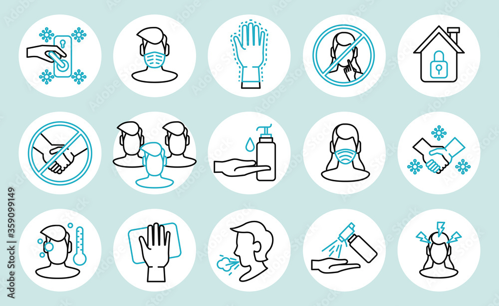 covid19 set of educational infographics icons