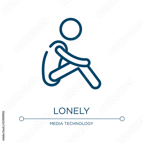 Lonely icon. Linear vector illustration from introvert collection. Outline lonely icon vector. Thin line symbol for use on web and mobile apps, logo, print media.