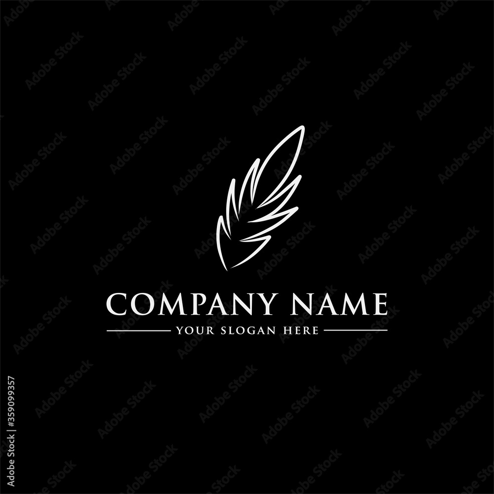 Logo design templates, with line art feather icon