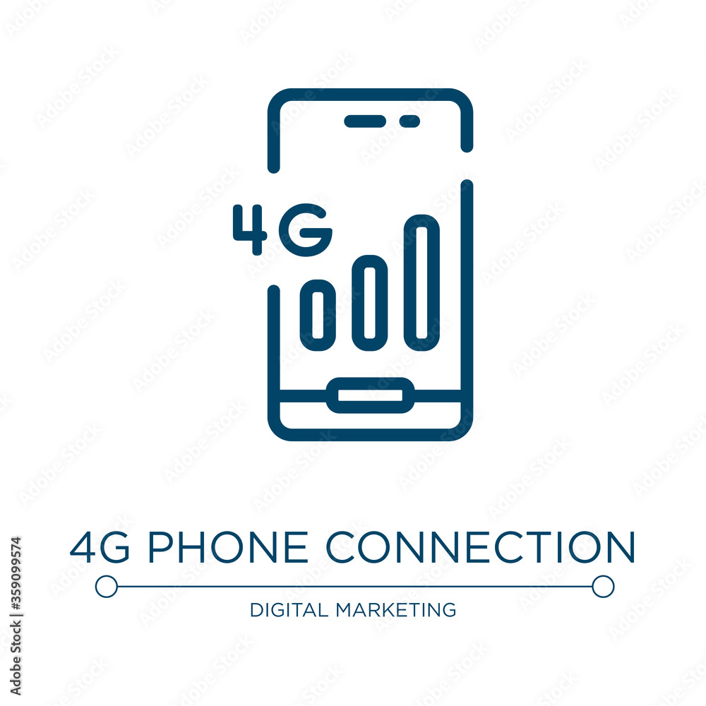 4g phone connection symbol icon. Linear vector illustration from phoneset collection. Outline 4g phone connection symbol icon vector. Thin line symbol for use on web and mobile apps, logo, print